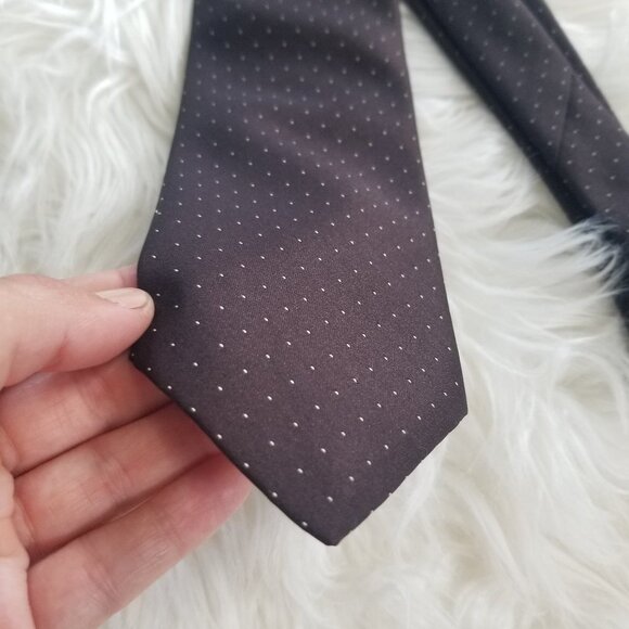 Vintage Bovet Mens Y2K Brown Micro Dot Neck Tie Wide - Picture 2 of 4
